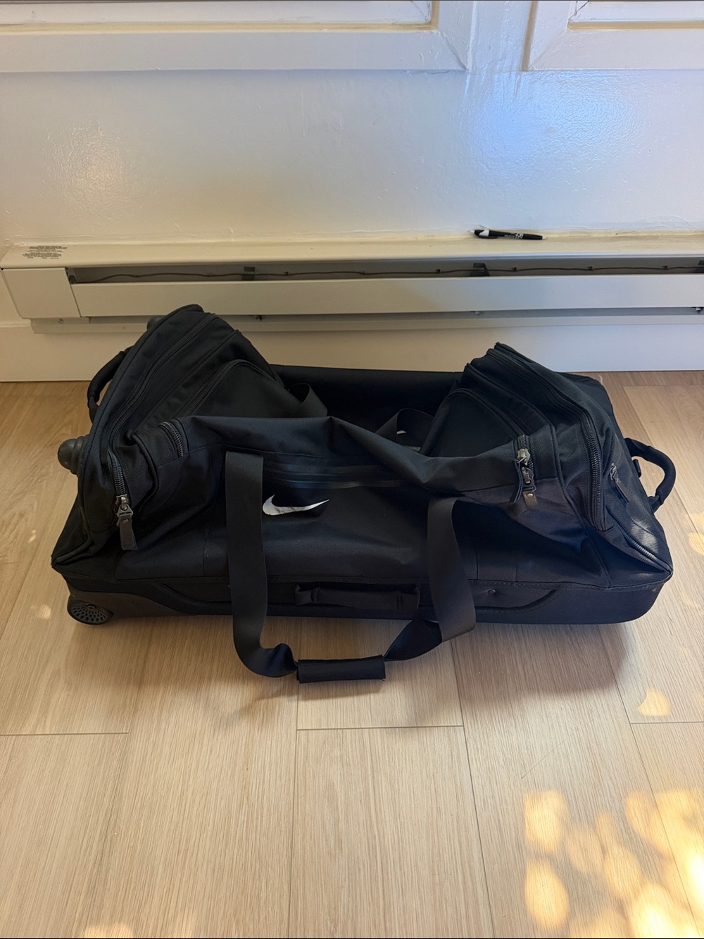Nike Black Wheeled Duffel Bag with Shoulder Straps (120L)